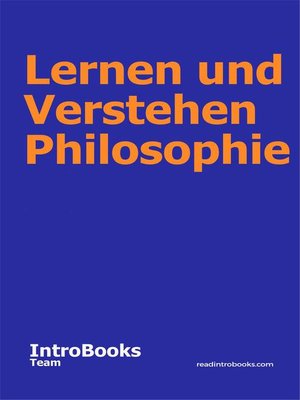 cover image of Lernen und Verstehen Philosophie